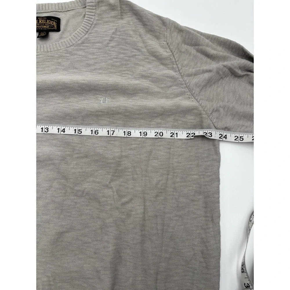 True Religion Men's Crewneck Sweater XL Gray Lightweight Knit Pullover‎